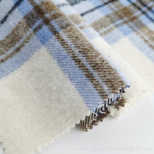CVC Polyester Cotton Flannel Check Twill Shirt Fabric